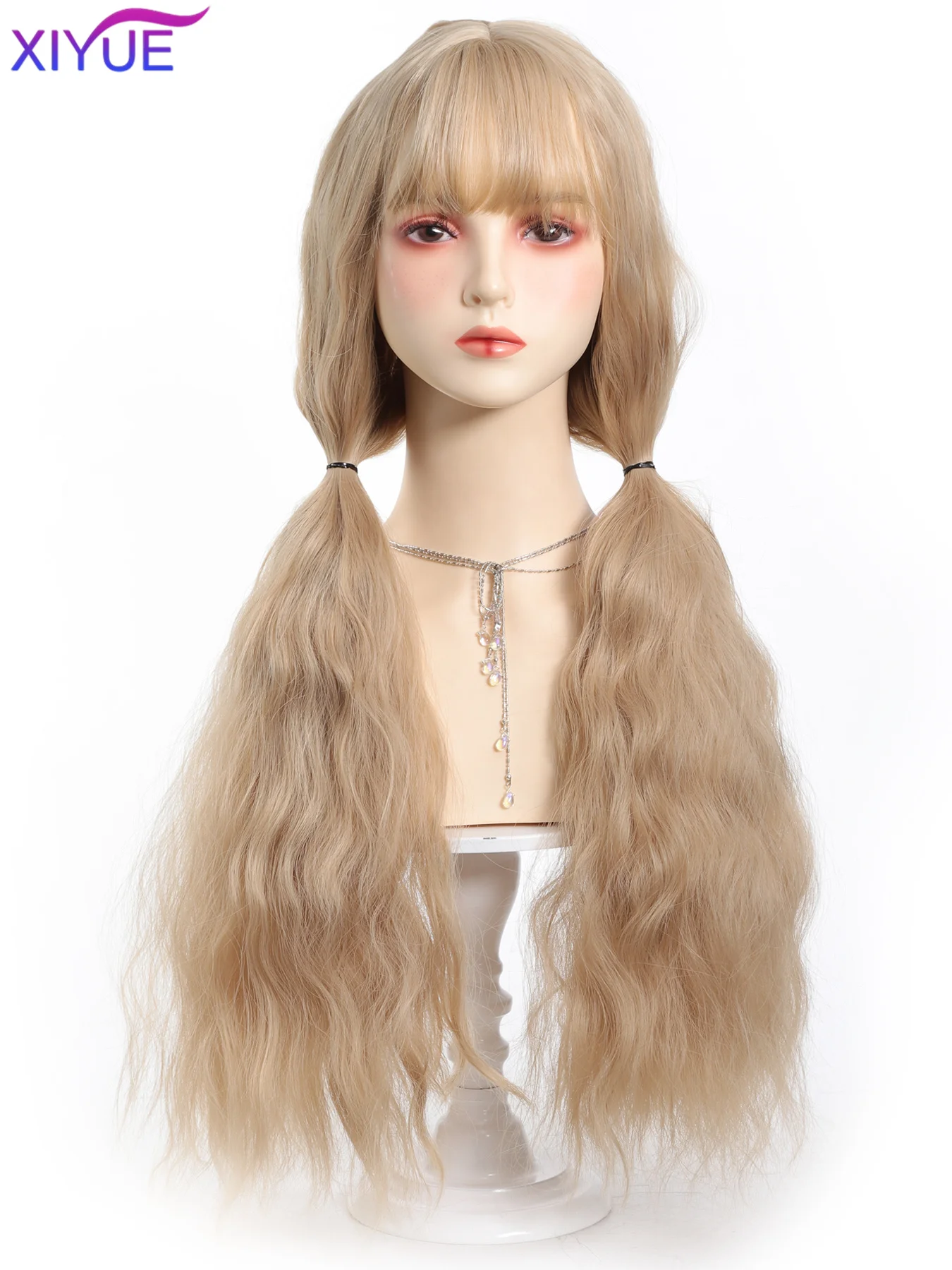 Halloween Cosplay Wigs With47 Extra Long Curly Hair with Bangs Cosplay Party Lolita Synthetic Wigs Heat Resistant Fiber Women's