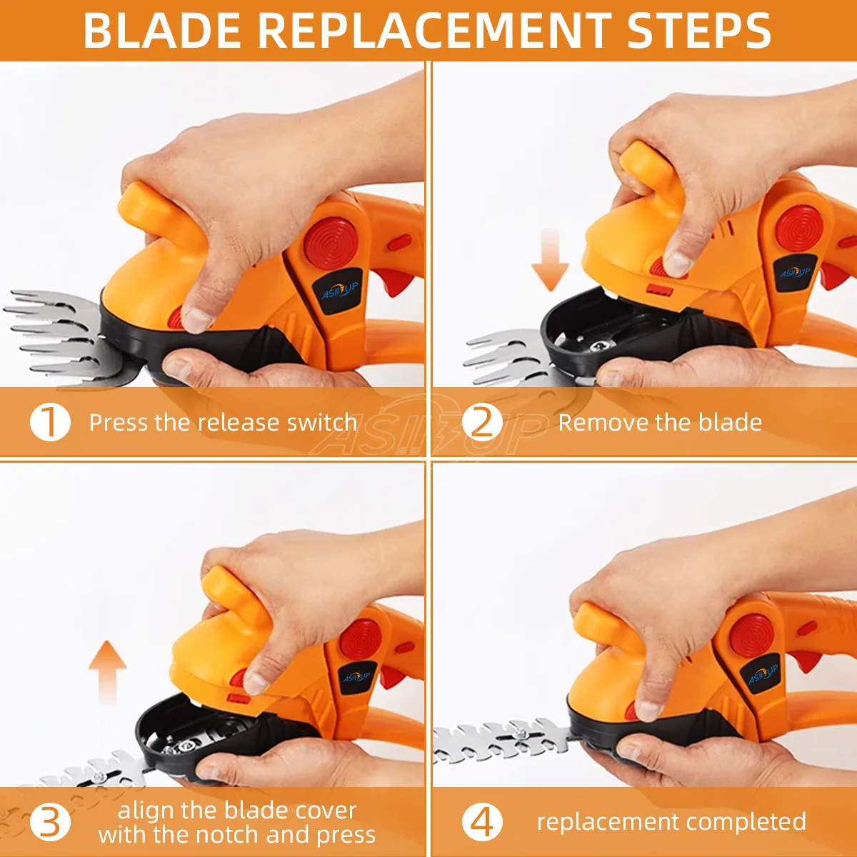 Asii3up 2 IN 1 Electric Hedge Trimmer 130° Adjustable Cordless Household Weed Shrub Pruning Garden Power Tool for Makita 18V 5