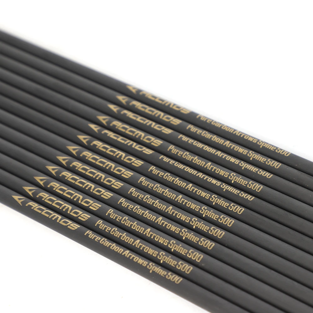 

12pcs New Carbon Arrow Shaft ID 6.2mm 30inch Spine 300 350 400 500 600 700 800 Recurve Compound Bow DIY Hunting Archery Shooting