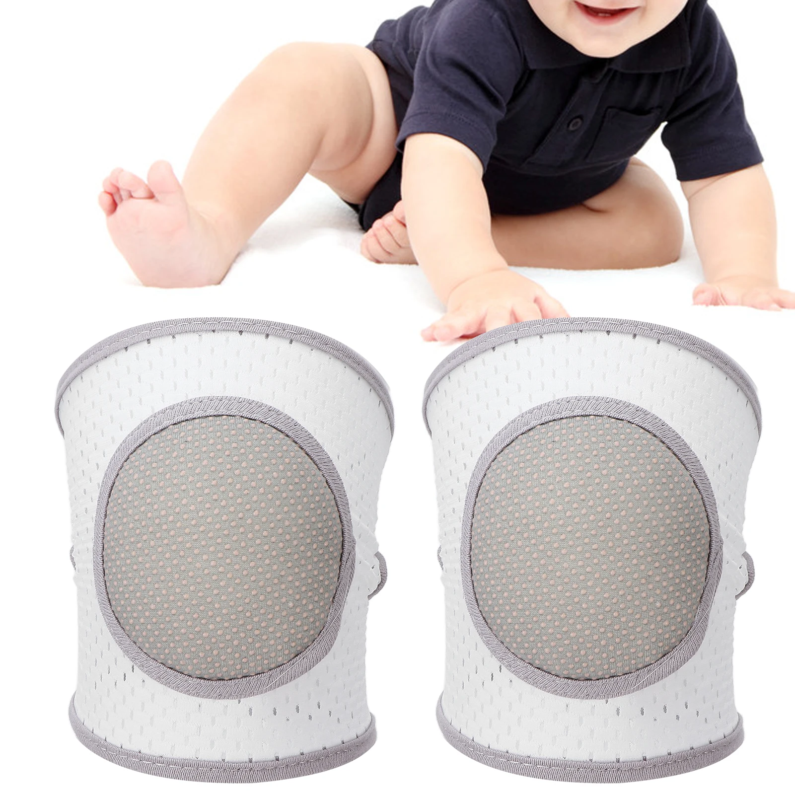 

2Pcs Baby Knee Pads Adjustable Breathable Infant Crawling Knee Elbow Pads Guards Elastic Knee Brace Protectors