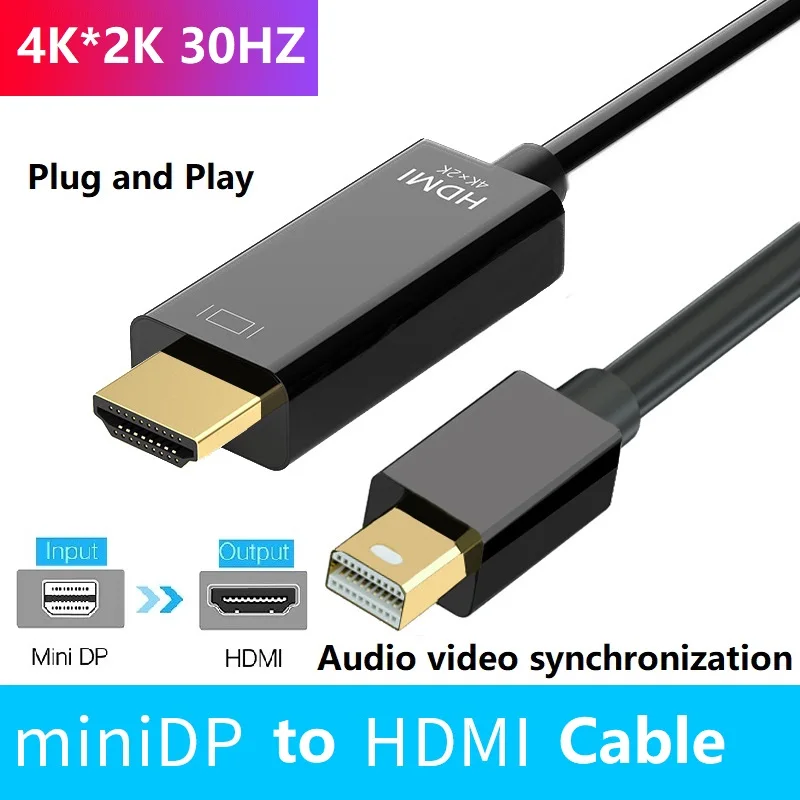 미니 디스플레이 포트-HDMI 케이블, 미니 DP (썬더볼트)-HDMI 케이블, 맥북 에어, 프로 서피스 프로, 독 모니터 프로젝터용, 4K1.8m