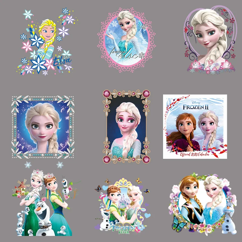 

Cartoon Frozen Anna Elsa Princess Heat Transfer Clothing Sticker DIY Ice Queen Women's T-Shirt Decoration Iron On Patches