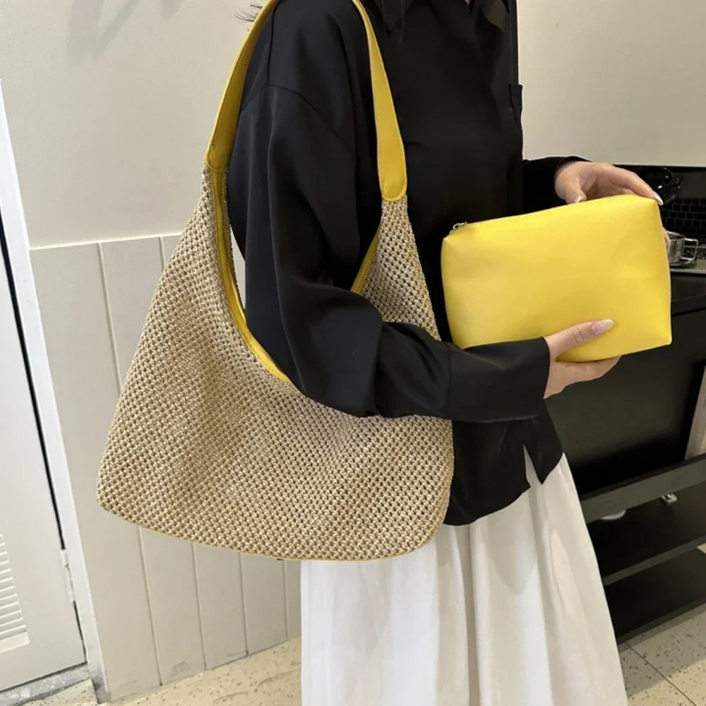 Casual Beach Summer Popular Woven Mother-in-law Bag 2026 Fashionable One-shoulder Seaside Travel Beach Straw Bag Women Handbags