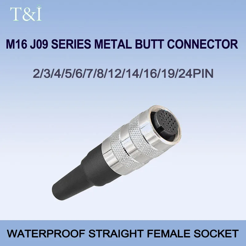 

5/10/20 PCS Official Aviation Straight Female Plug IP67 Waterproof M16-09 Series With2 3 4 5 6 7 8 12 19 24 Pins Metal Connector
