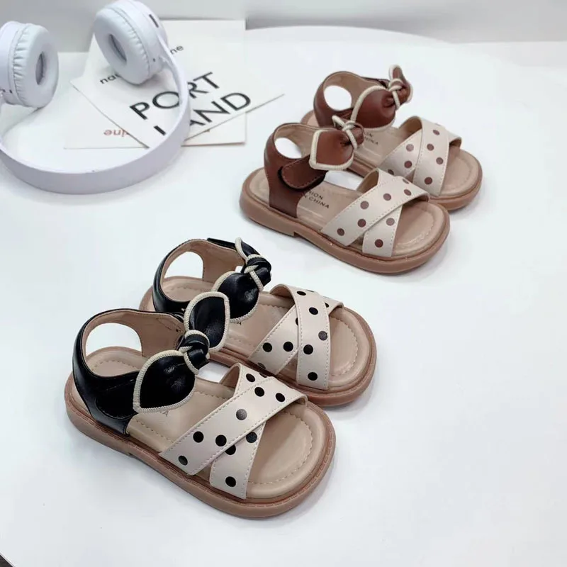 Summer New Polka Dot Girl Princess Shoes Soft Sole Bow Baby Girls