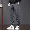 Men's Lyocell Elasticity Cargo Pants Baggy Bound Feet Sweatpants Drawstring Joggers Youth Streetwear Trousers Male Clothes 5