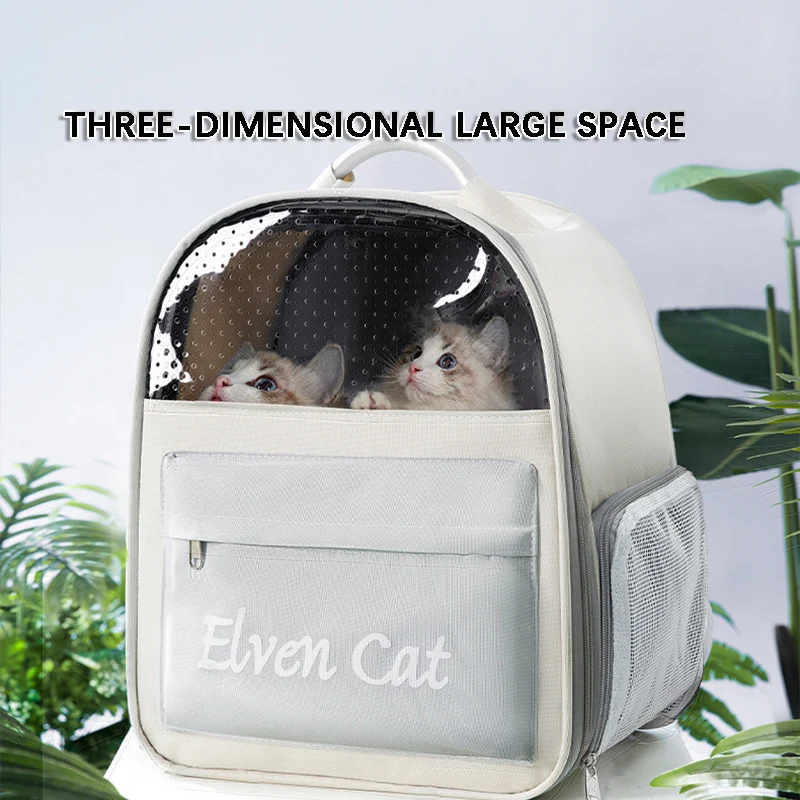 

Pet Cat Carrier Backpack Breathable Portable Travel Backpack for Cat and Dog with Anti Breakaway Belt Three-Door Design 28.16 Dm