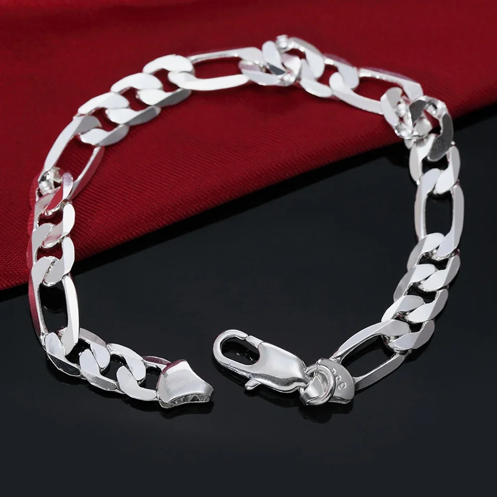 Elegant 8-Inch Gold Figaro Chain Bracelet - Fashionable Unisex Wedding Jewelry Gift