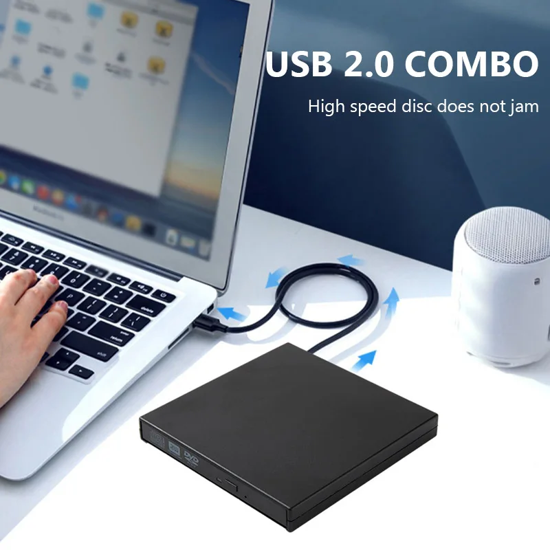 USB External CD/DVD Drive, Slim Portable CD-RW/DVD-RW Burner and Player for Laptop Desktop PC-Plug and Play Without Battery