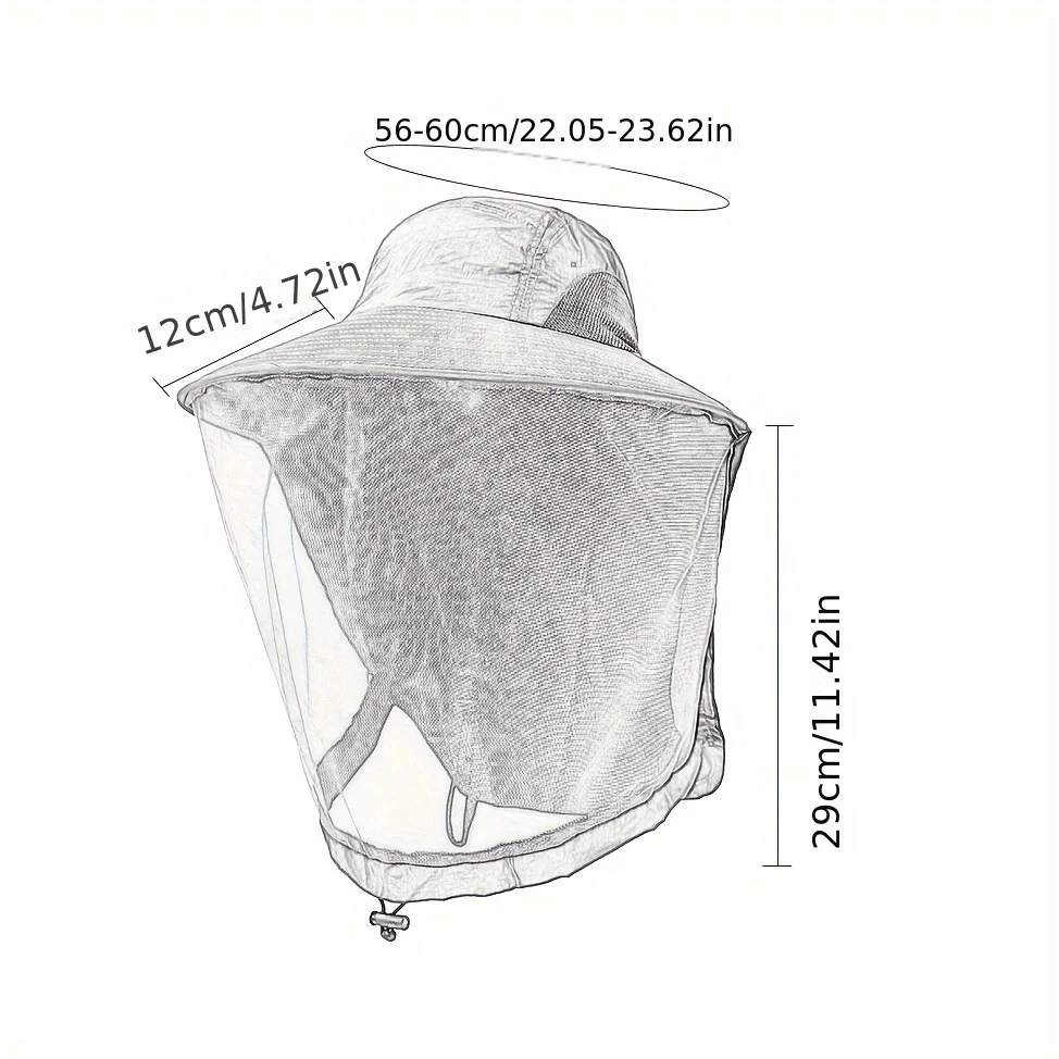 Men's Sun Protection Fishing Hat Beekeeping Full Face Mesh Cap Breathable Outdoor Night Hat Mosquito Proof