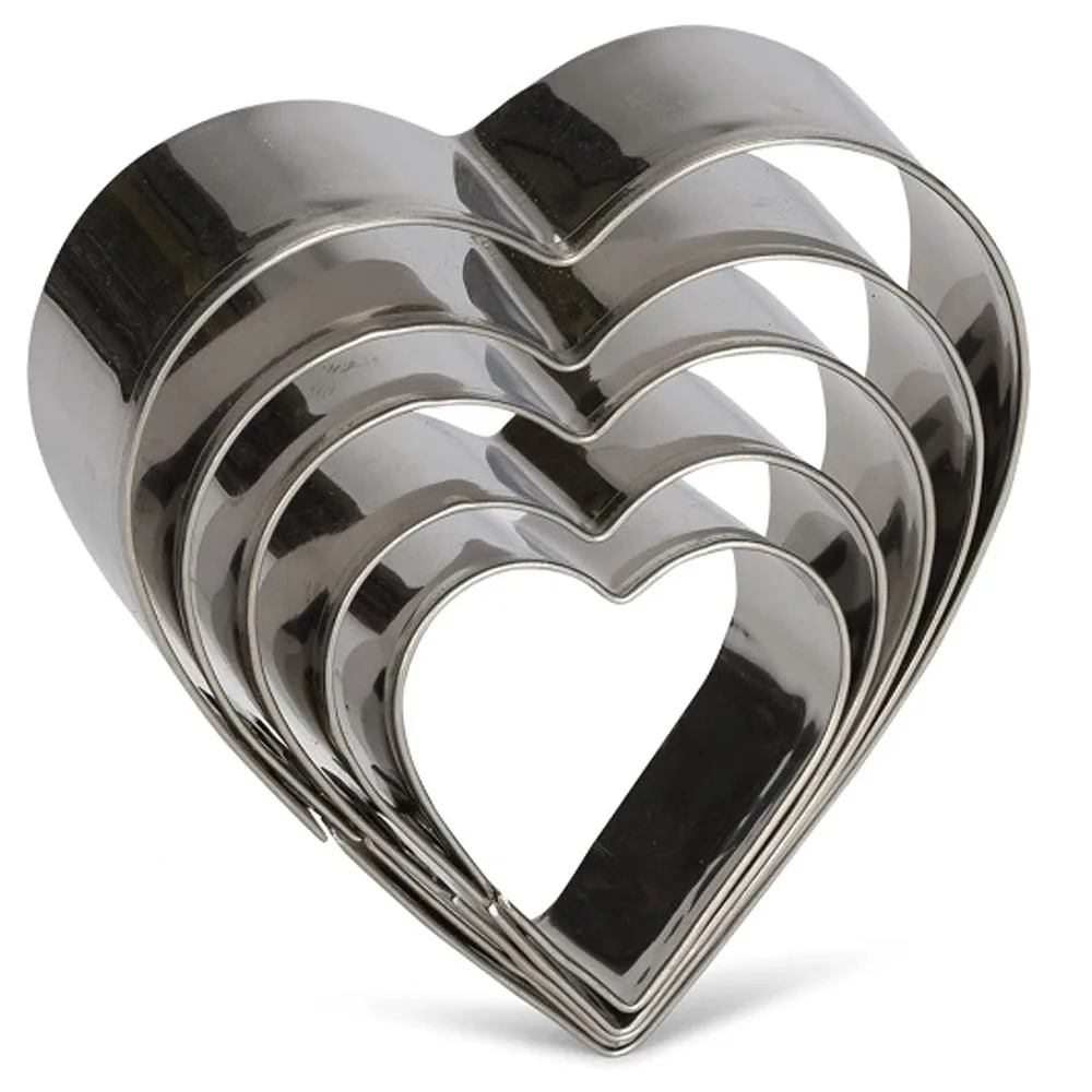 

5PCS/Set Cookie Cutters Stainless Steel Heart Shapes Biscuit Mold Cutters Cake Decoration Tools Kitchen Baking Accessories