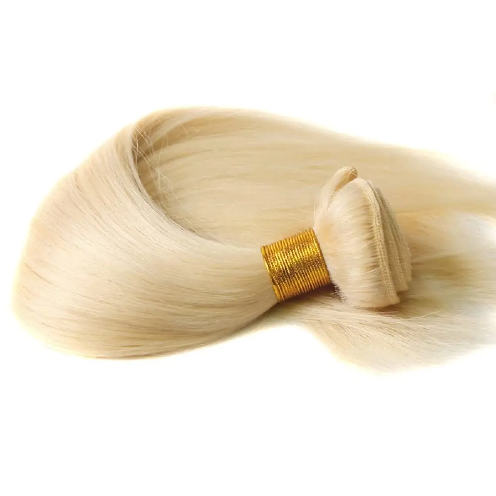 Human Hair Bundles 613 Honey Blonde Colored 20-34 Inch Straight Human Hair Bundles 50g Brazilian Hair Weave Bundles 100% Remy Human Extensions