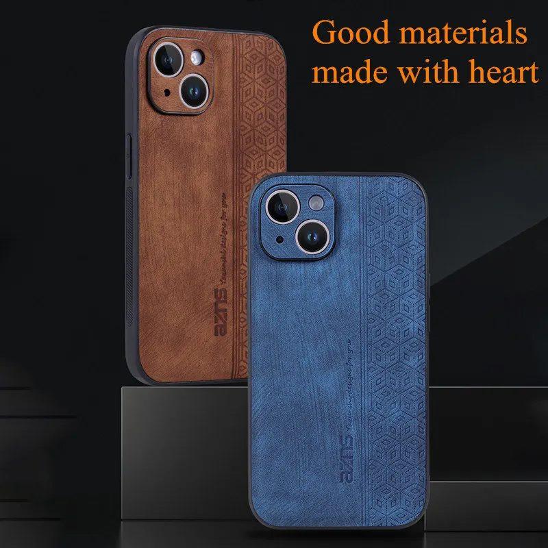 

Business Lambskin PU Leather Phone Case For iPhone 14 13 12 11 Pro Max 14Plus 14Pro Shockproof Bumper Lens Protection Back Cover