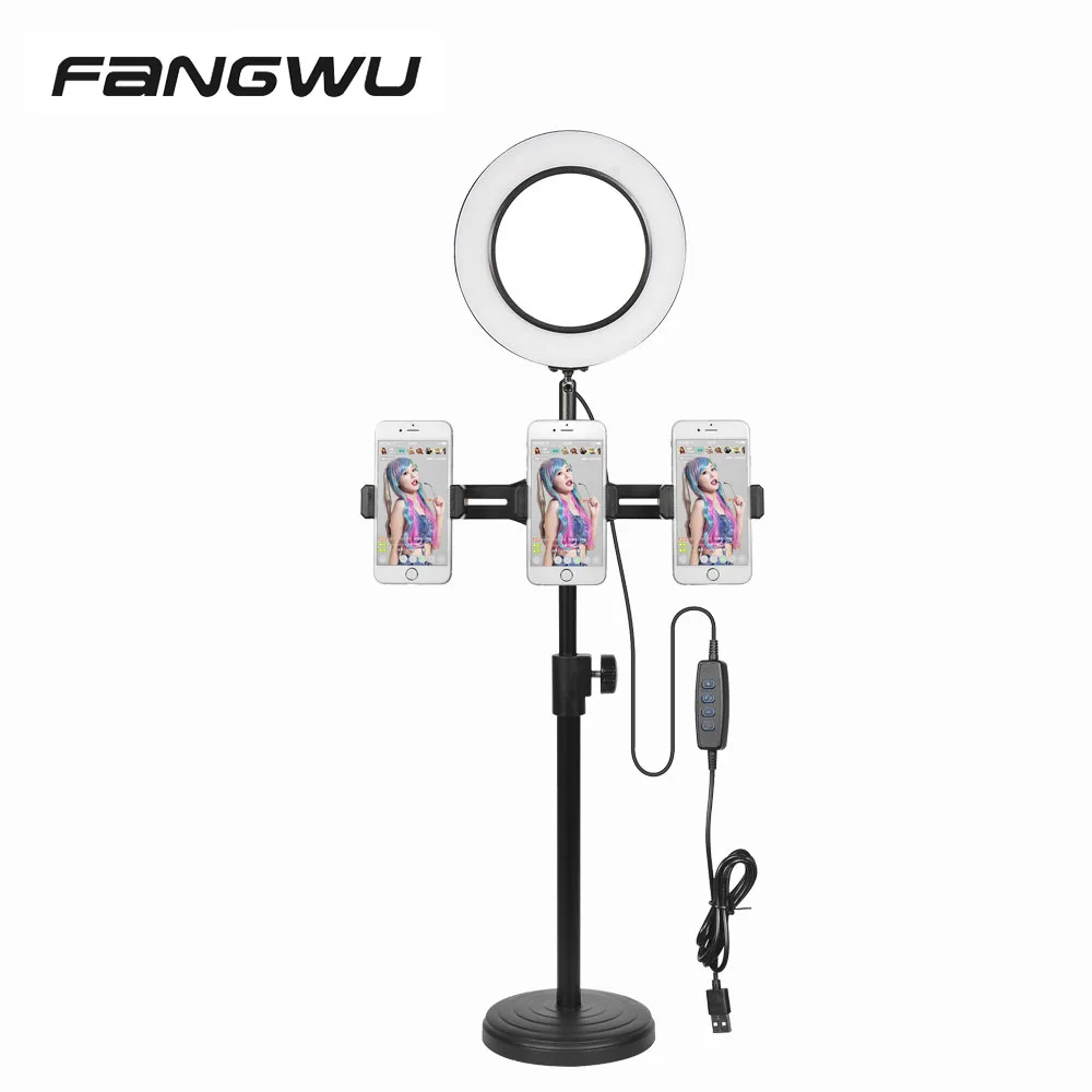 3개의 전화기 카메라 LED 사진 장비 라이브 스트리밍용 셀카 링 라이트