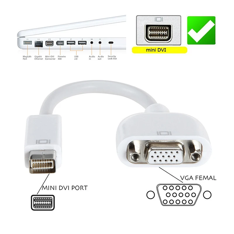 

Mini DVI to VGA Converter Cable Splitter Video Digital Cord Extend Adapter for Projector