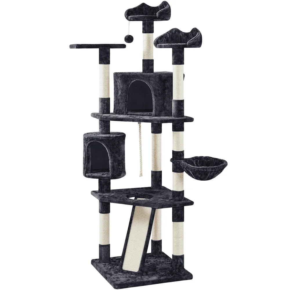 

SmileMart 79"H Multilevel Large Cat Tree Condo Tower with Scratching Post, Black