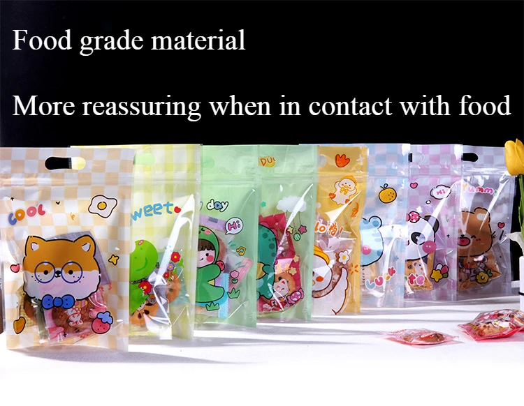 Description Picture 3 of item50pcs Cartoon Food Packaging Ziplock Bags Stand Up Candy Snack Cookies Storage Bag Kids Plastic Self-sealing Pouches Packag Bags