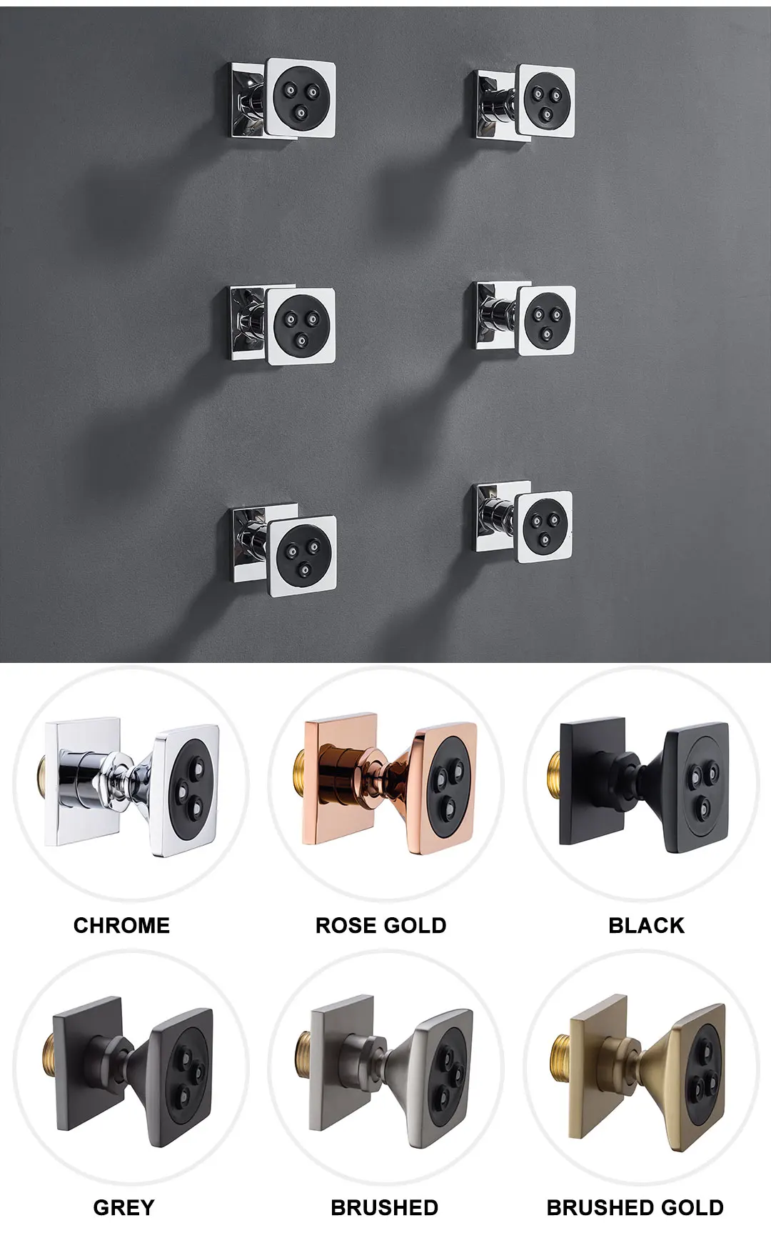 banheiro, Water Saving Massage Jet Pulverizador, Chrome Gold Brass, Black, 2 Funções