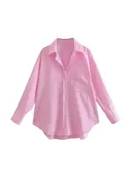 Striped Loose Shirts With Pocket for Women, Long Sleeve, Button-up Blouses, Chic Tops, Female Fashion - Image 2