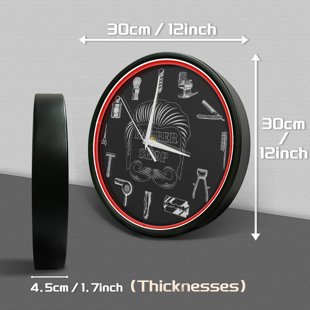 Barber Shop Red Neon Logo Metal Frame Wall Clock for Man Cave Barbering Business Sign Flexible Flex illuminated Neon Wall Clock