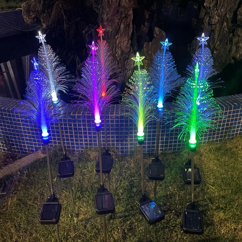 

2023 Christmas Tree Light LED Solar Outdoor Light IP65 Waterproof Lawn Lamp Garden Landscape Decorative Xmas Solar Lights 1pcs