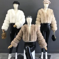 2023 New Style Women Fur Coat Real Fox Fur Jacket Natural Fox Fur Short Style Clothing Full Length Sleeve Female Coat 1