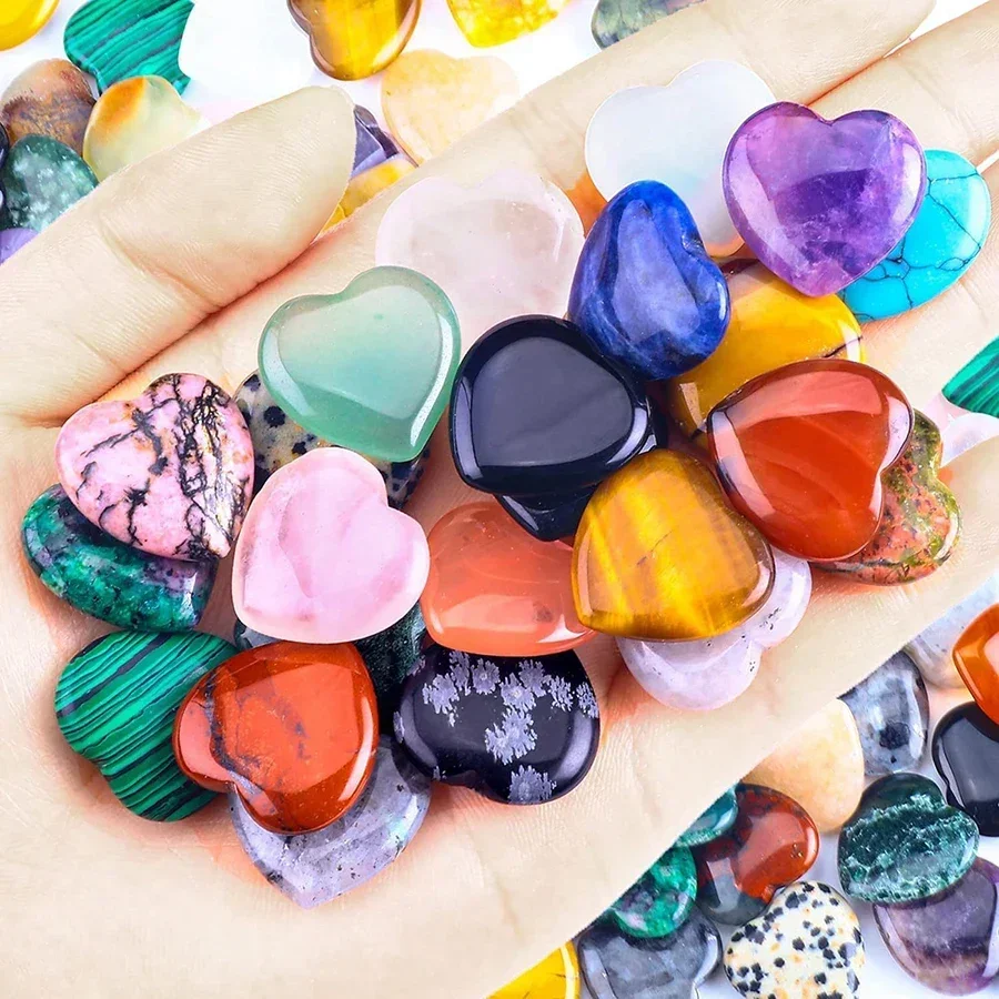 Natural crystal stone 10/20/30PCS Heart Shape LOVE 20MM Amethyst Agate Irregular Mineral Healing Stone Gravel Specimen Home Decoration