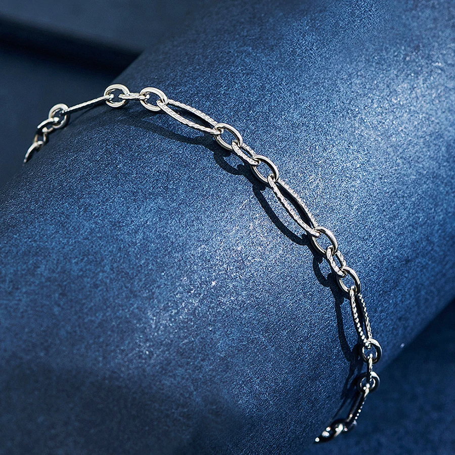 Stainless Steel Bracelet 3.5mm Wide Embossed For Women Hand Girl Dainty Anklet Foot Chain with Adjustable Extension Chain Bangle