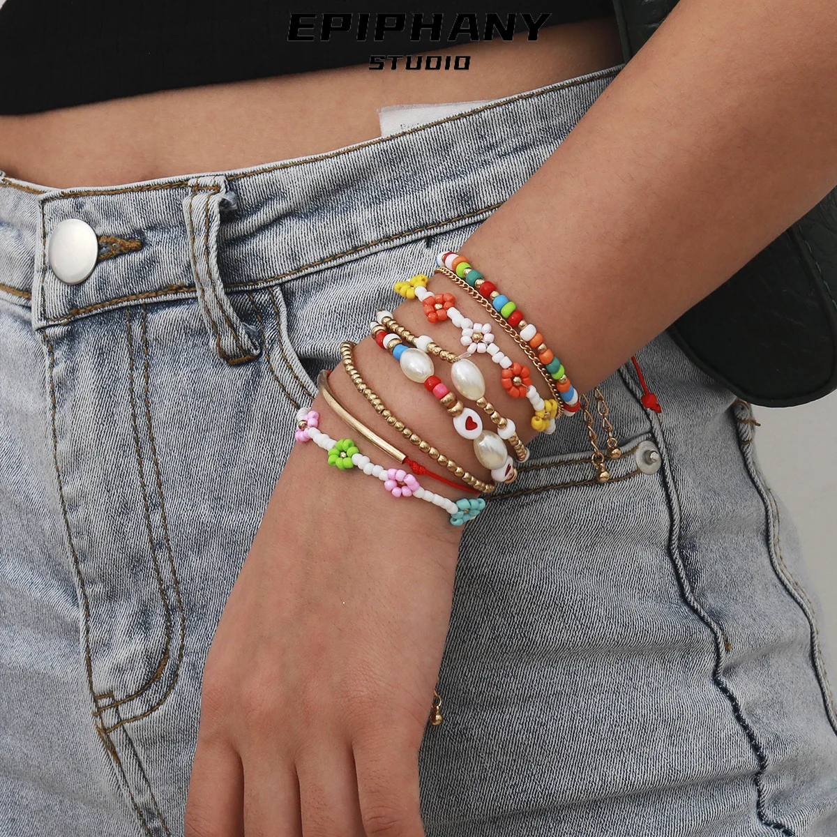 

Богемный красочный браслет из бисера Набор Бусин Плетеный браслет браслеты для женщин модная ручная цепочка