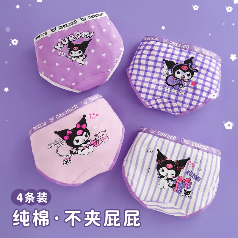 

4 шт., Детские хлопковые трусы Sanrio Anime Kuromi