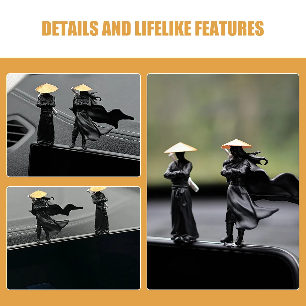 3 Pcs Chivalrous Trinkets Home Office Decor Mini Desktop Girl Micro Figurines Resin Landscape