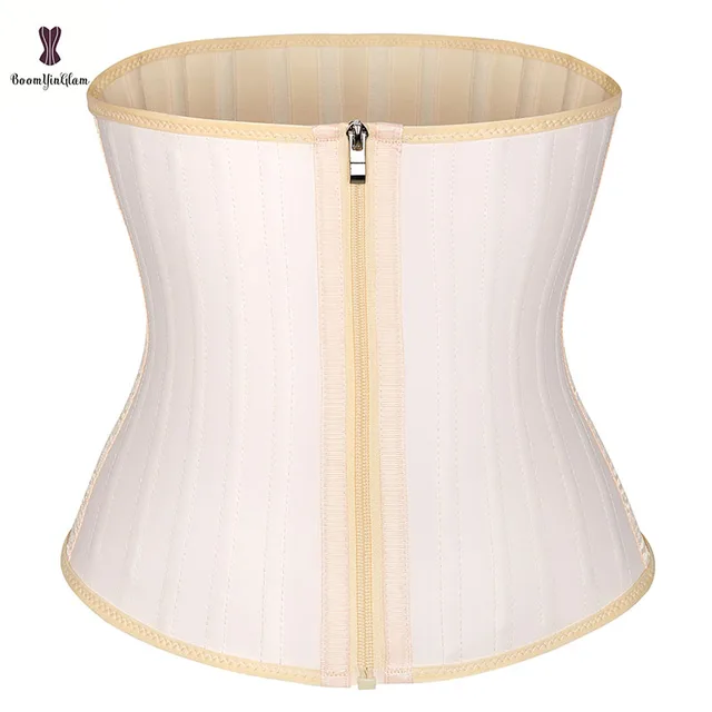 Black Cream 3 Hook And Eye 25 Steel Booned Latex Waist Trainer Fajas Girdle Sashes Waistband Plus Size Underwear Corselet Women 670 Ivory