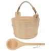 Sauna Bucket Wooden Ladle Wood Water Bath Spa Set Foot Scoop Bathing Tub Pail Spoon Shower Handmade Spoons Accessories Kit 6
