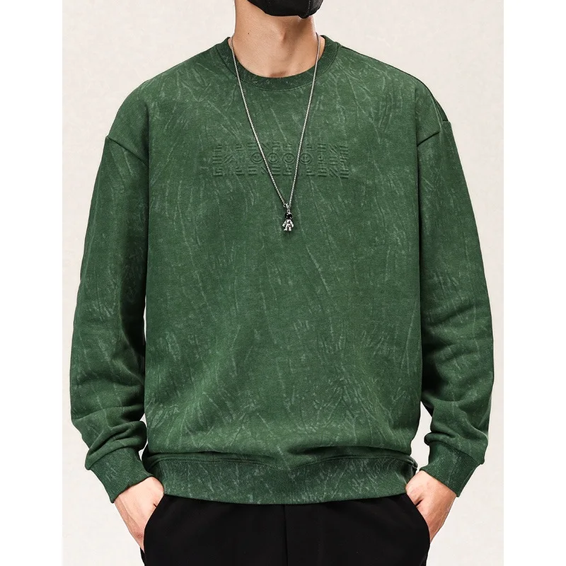 

2023 Autumn and Winter Green round-Neck Long Sleeve Top Coat