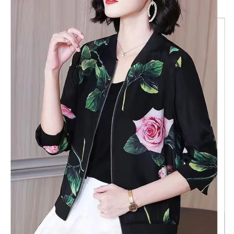 

Fashion Women Tie dye Bomber Biker Jackets Spring Autumn Long Sleeve Casual Baseball Sport Outwear Female Pocket Overcoat