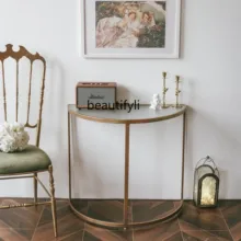 

GY Simple Coffee Table Wall Corner Table Bedside Table-Console French Retro Affordable Luxury Display Side Table