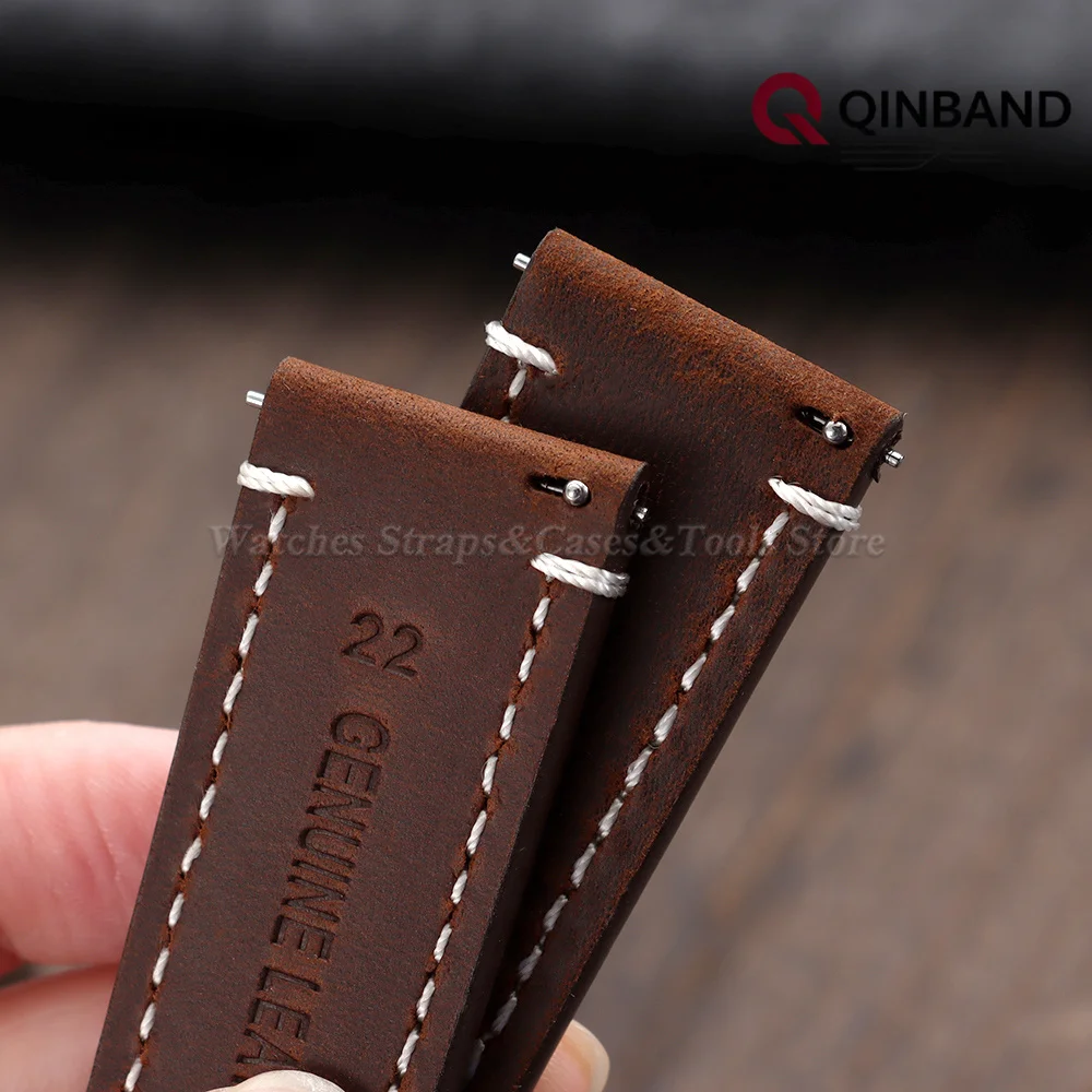 Elegant Butterfly Buckle Genuine Calfskin Leather Watch Strap - Black and Brown Options