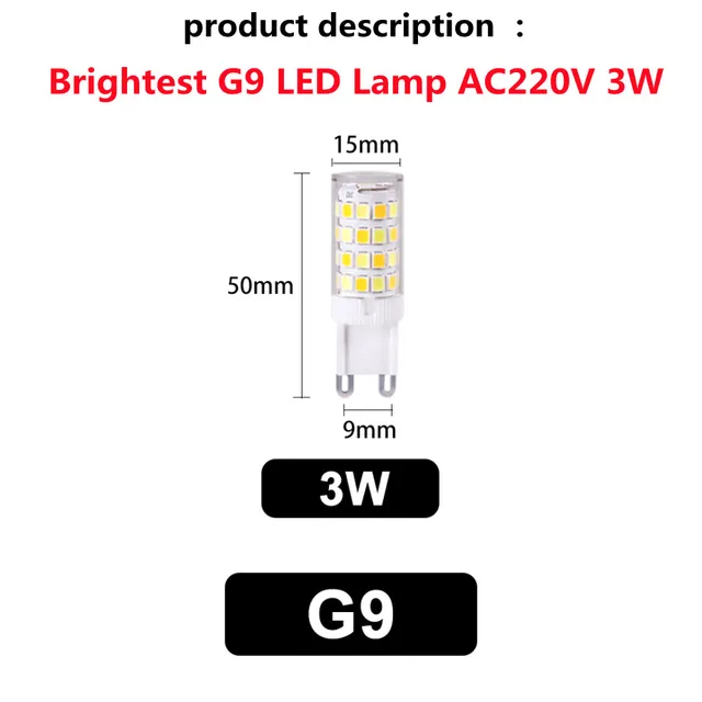 10 Pcs Brightest G9 LED Lamp AC220V 3W 5W 7W Ceramic SMD2835 LED Bulb