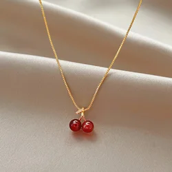 Charming Red Cherry Resin Earrings - Sweet Fruit Design (X707)