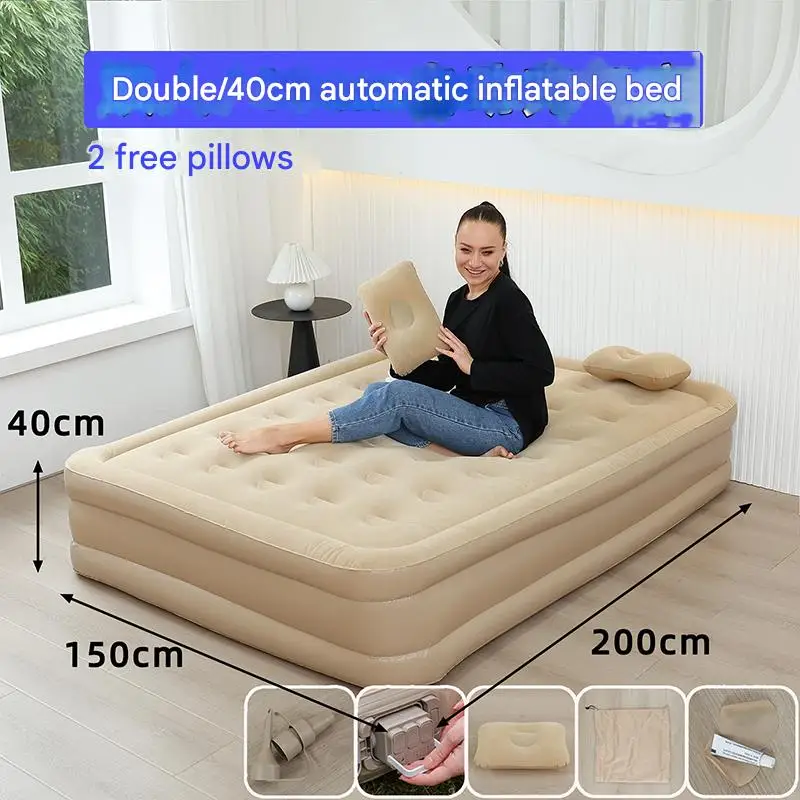 S4c3be068a0b3406589e0e6c11f66e291K PVC Inflatable Sleeping Mattress Interior Air Mattress Glamping Mats Luxury 2 Person Camping Bed Mat Built-in Pump Thicken Mat Mallzona