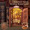 CUTEBEE DIY Book Nook Kit Miniature Dollhouse with Light Wooden Bookshelf Insert Retro Booknook Decor for Gifts Bookshop Series 3