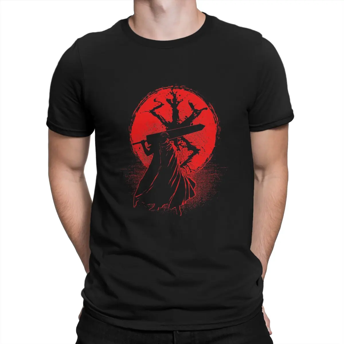 

Red Berserk Guts Polyester T Shirt Punk O-Neck TShirt Harajuku Streetwear