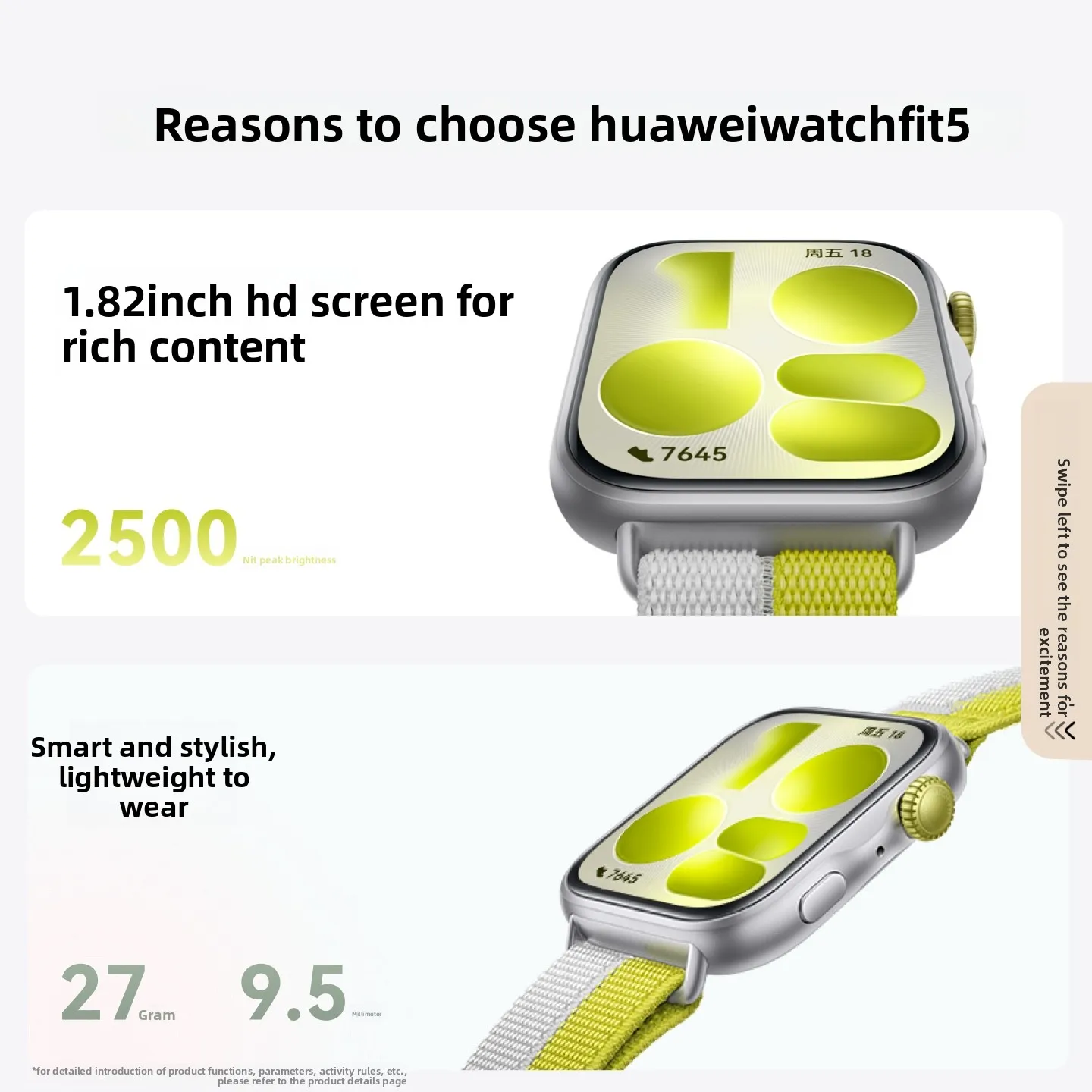 새로운 HUAWEI WATCH FIT 5 스마트워치, 초슬림, 손목 장착형, 미세 모션 블루투스 통화, 혈중 산소 및 심박수 측정