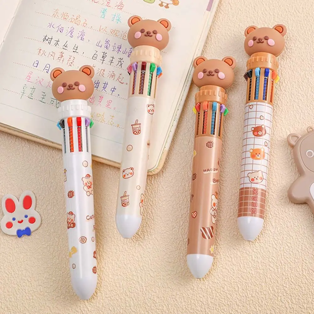 Handwriting Learning Cartoon Writing Supplies Cartoon Bear Ballpoint Pen Stationery Student Writing Pens Ten Color Ball Pen