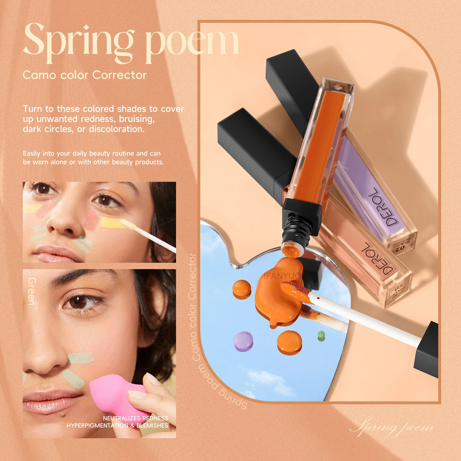 Nude Makeup Facial Foundation Color Correction Liquid Concealer Cream Cover Blemish Oil Control Brighten Skin liquid foundation,cc cream,makeup cosmetics,makeup cream