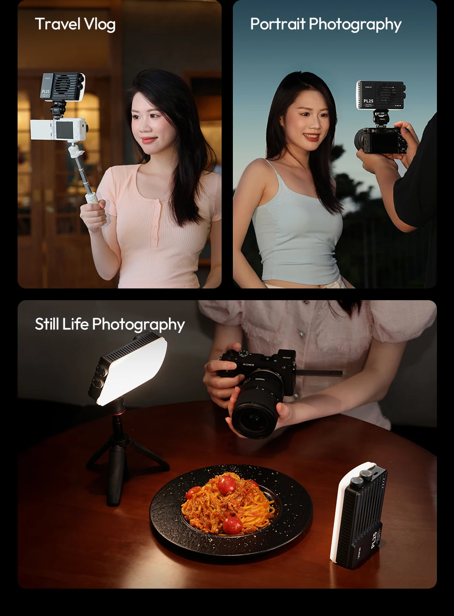 25W High-Power Pocket Light Portable Fill Light 2700K-6500K Video Light with Aut