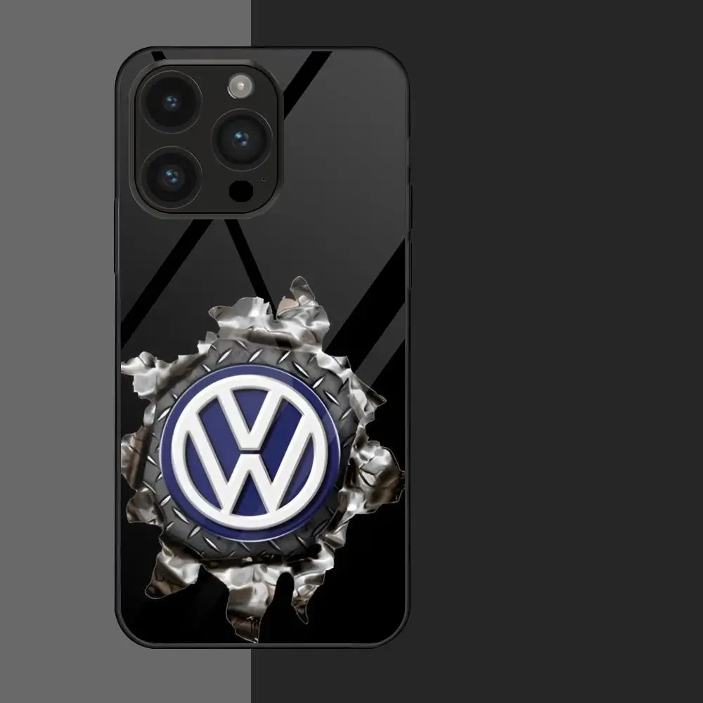 The Car V-VolkswagenES MAISTO Mouse Pad Glass Phone Case For Iphone 16 15 14 13 11 12 Pro Max Xr X Xs 8 7 Plus