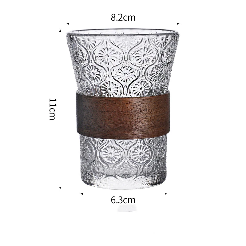Japanese Style Glass Coffee Cup with Wooden Sleeve...