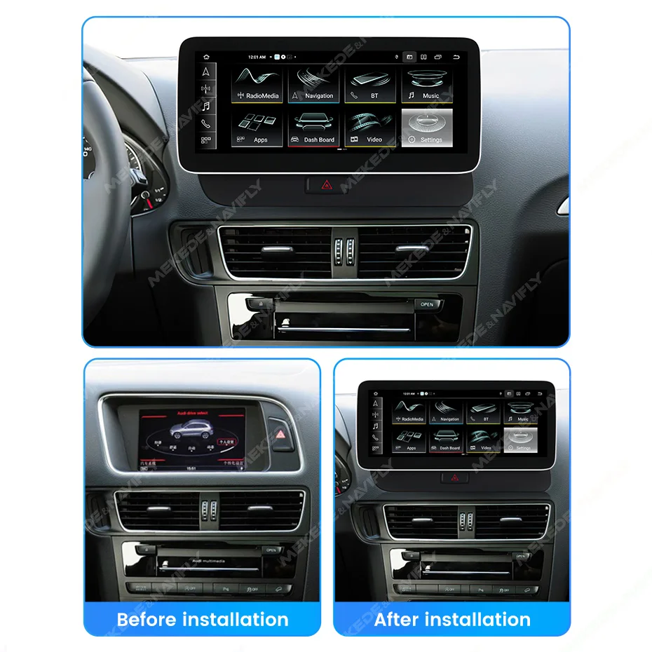 Mekede 10,25 pulgadas Radio de coche 6G + 128G Carplay inalámbrico para Audi Q5 Q5L FY 2017-2020 Android 14 navegación GPS sistemas inteligentes 2