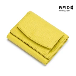 Women's Genuine Leather Fashion Wallet with Mini Coin Pocket and RFID Blocking (Lemon Yellow)